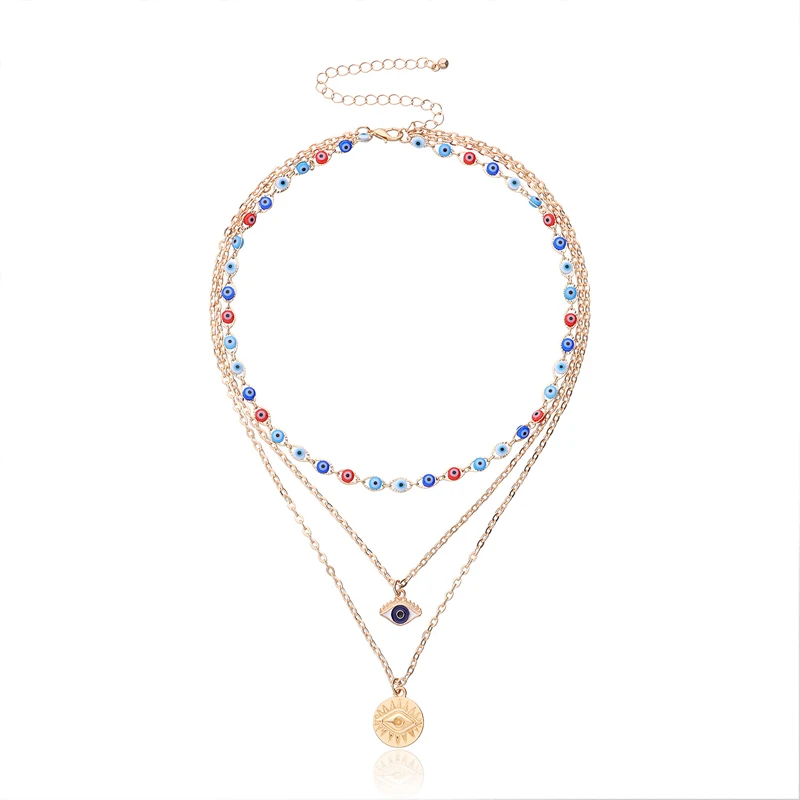 Fashion gold plated jewelry blue eye butterfly crystal religious pendant necklace stainless steel chain necklaces for women