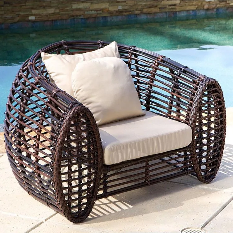 Outdoor modern rattan sofa coffee table combination villa outdoor garden rattan chair waterproof rattan furniture