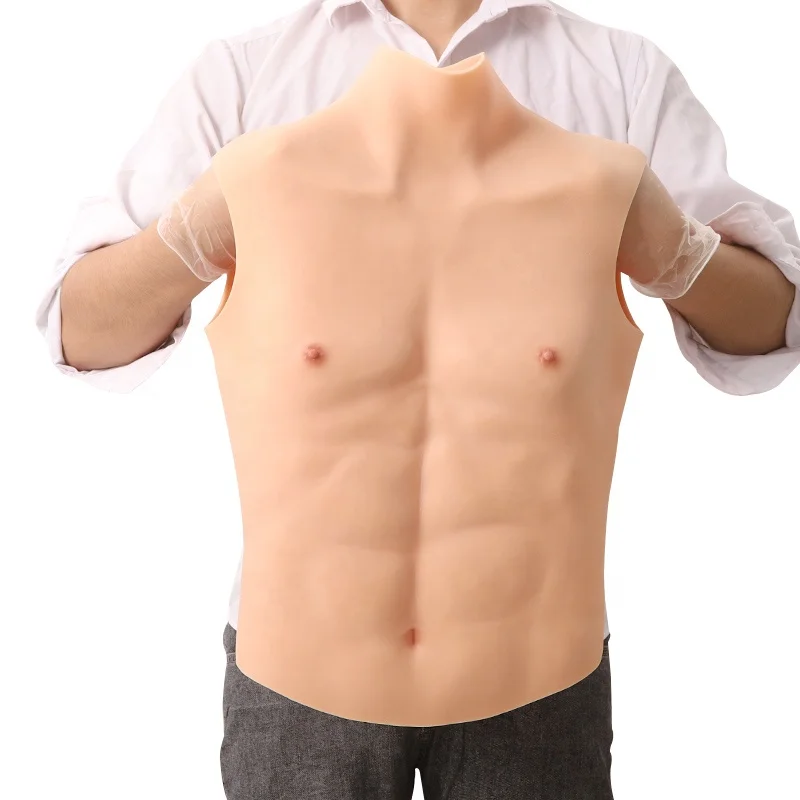 high collar Silicone Realistic Muscles Cosplay Costumes False Chest For Woman To Man Fake Abs Cover Belly For Crossdresser