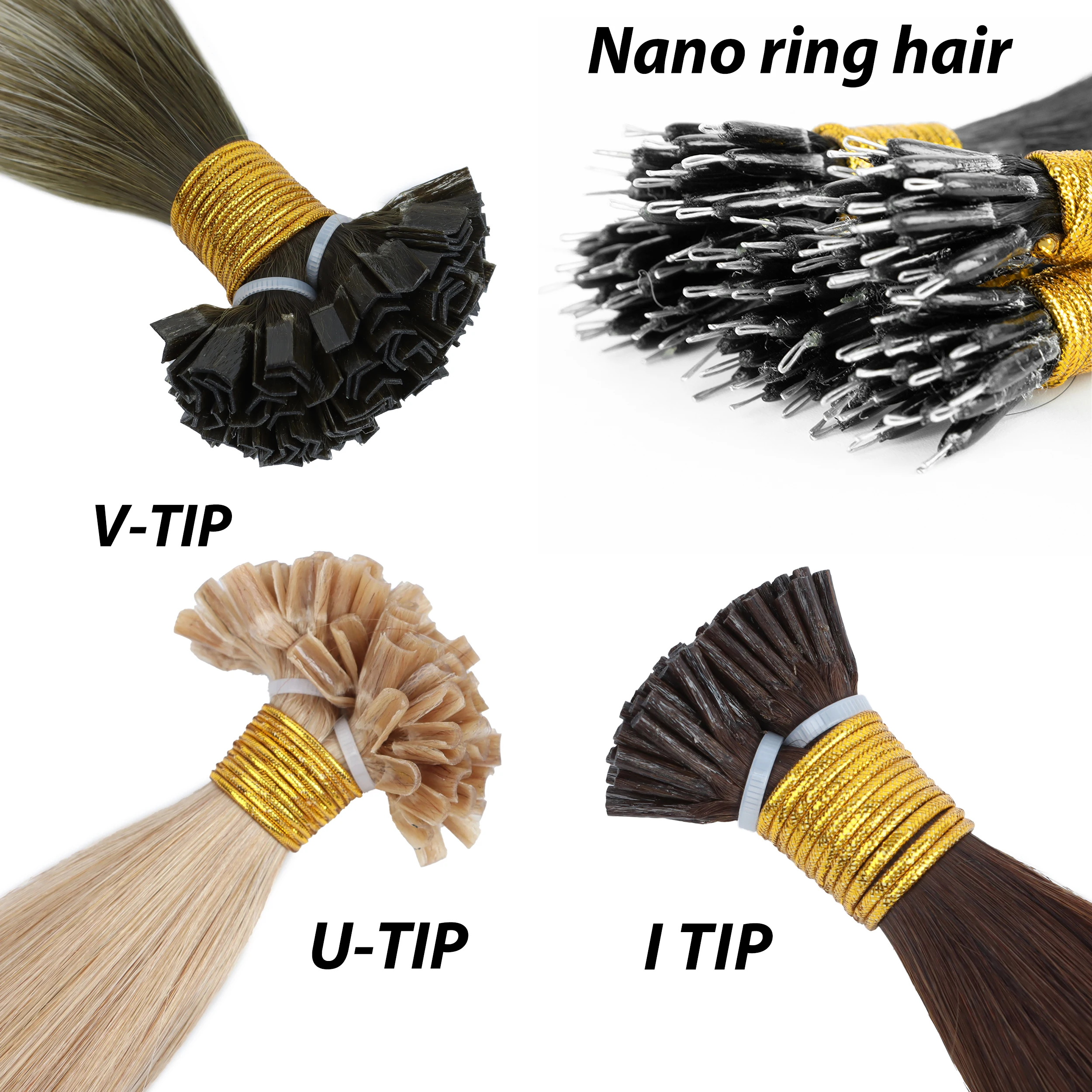 Wholesale European Double Drawn cuticle remy aligned keratin I tip Human Hair Extensions