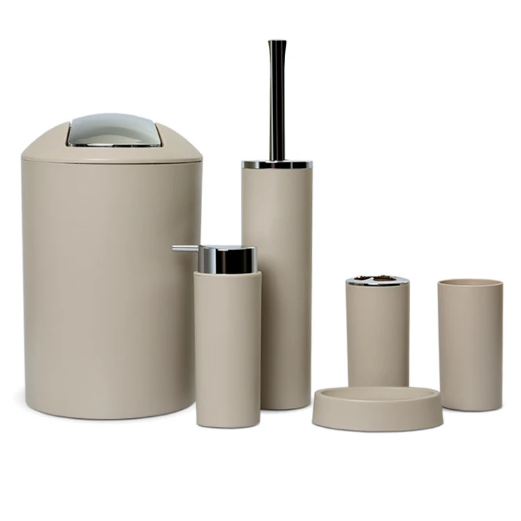 
Factory Price Eco-friendly Houseware Black Plastic Bathroom Accessories Set 