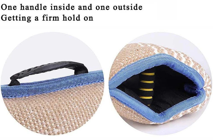 2 Handles Dogs Bite Sleeve Jute Arm Protection Sleeve for Dog Puppy Training Chewing Tug Toy
