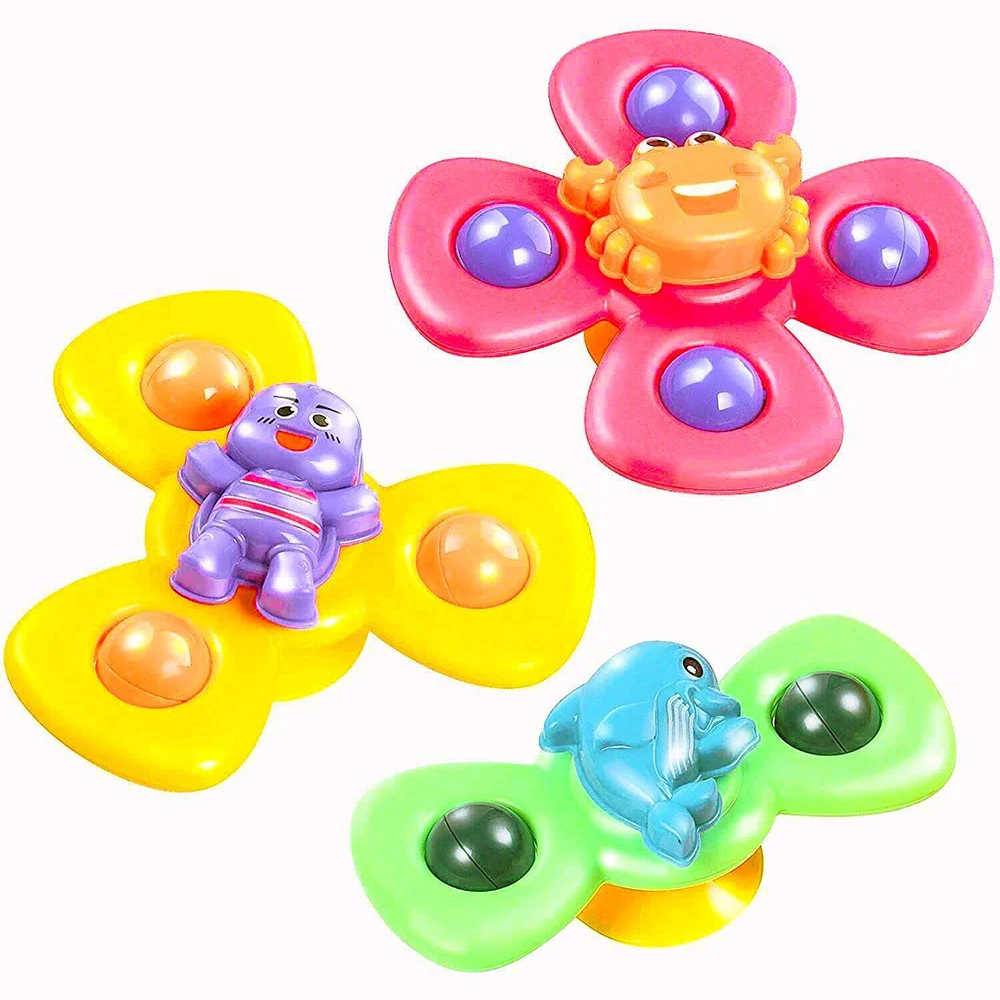 
3PCS Suction Cup Spinning Top Toy Baby Bath Toys Fidget Spinner Anti Anxious Stress Fidget Toys 
