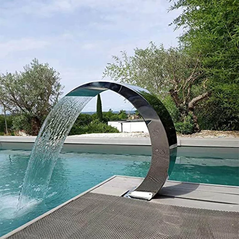 Man-made indoor outdoor waterfall stainless steel rock modern swimming pool waterfall water feature swimming pool waterfall