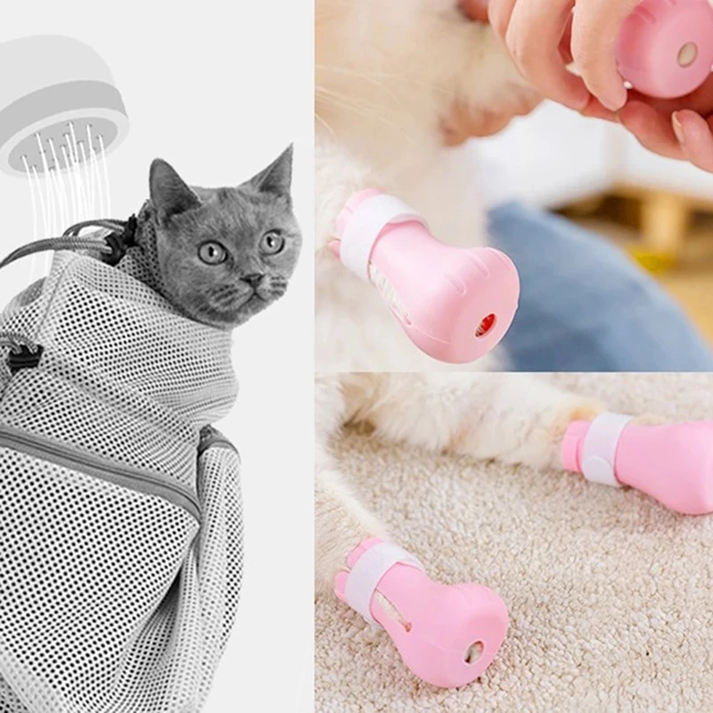 Manufacturer Anti-biting Bath Washing Cat Claw Cover Cut Nails Foot Cover Pet Paw Protector pet supplies for Cat Shoes