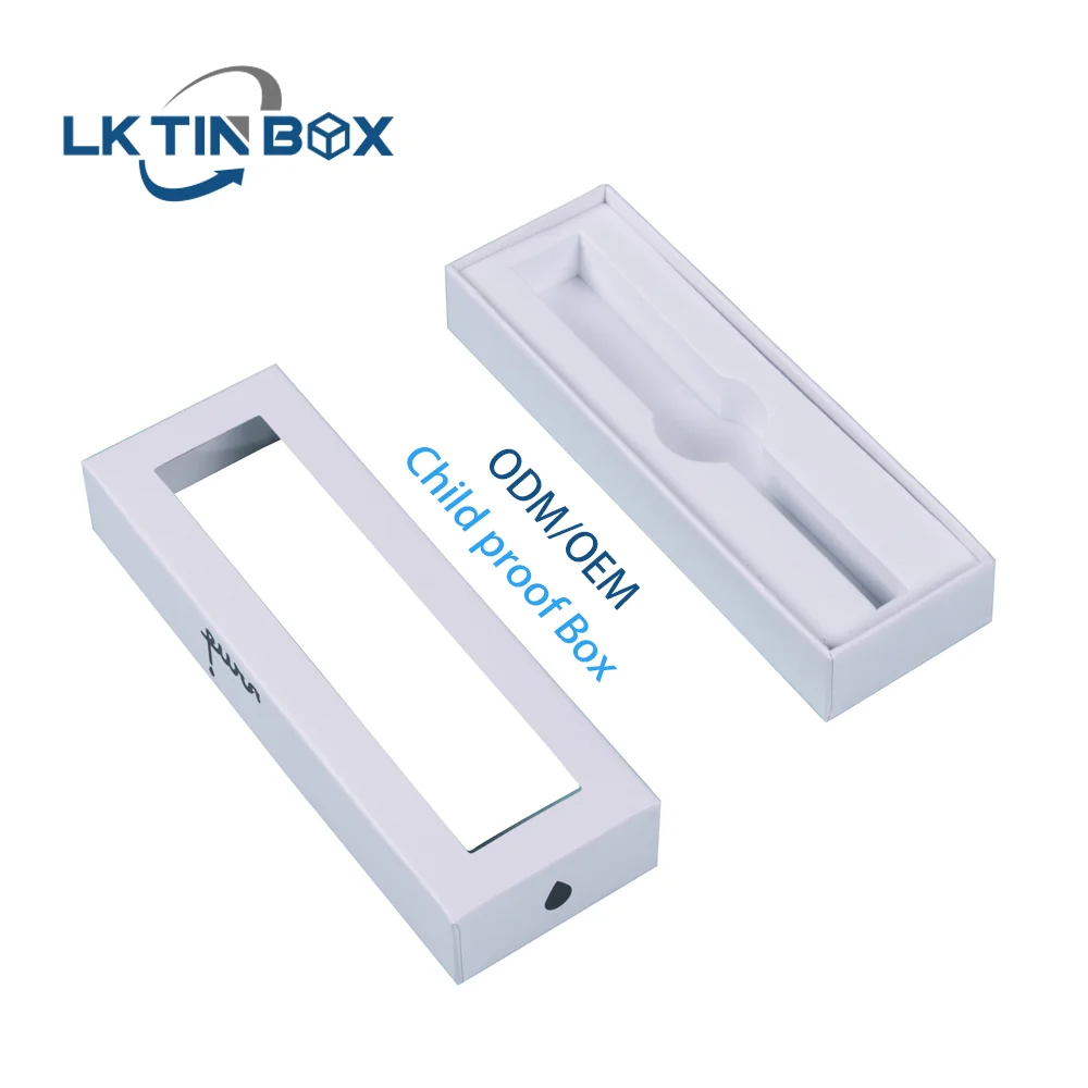Custom Printed Cigarettes Pens Box Pre Roll Packaging Child Resistant Paper Box With Childproof Button And Window