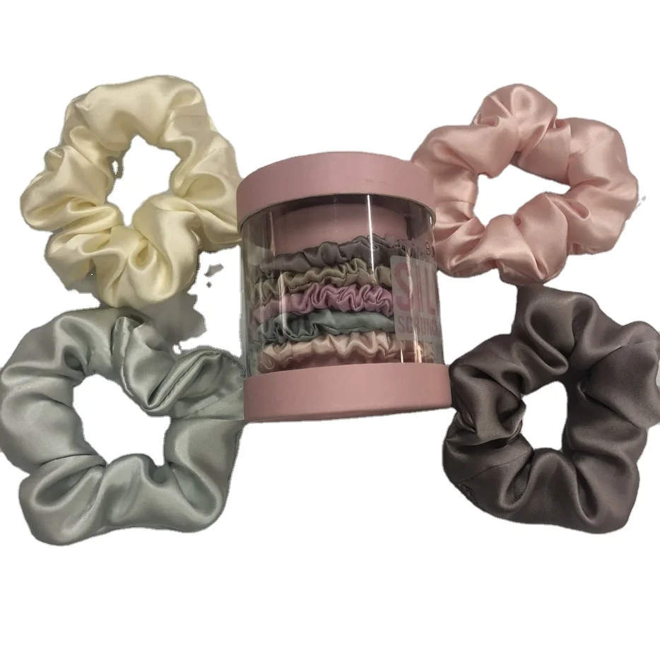 Big size 100% silk scrunchies or silk headband from China factory custom box