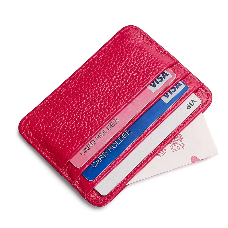 Custom Logo Trading Card Sleeves Bus Id Card Holder Genuine Leather Credit Cards Holder
