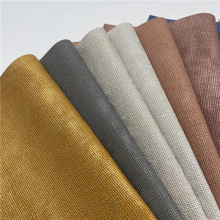 Woven Textured Embossed Pu Artificial Leather Woven Soft Cotton Bottom For Shoes And Bags Making