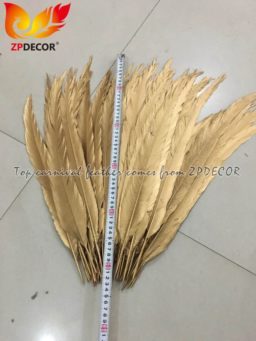 ZPDECOR Real Shipping Wholesale 50-55 cm Metallic Golden Silver Pheasant Tail Feathers for Samba Carnival Costumes