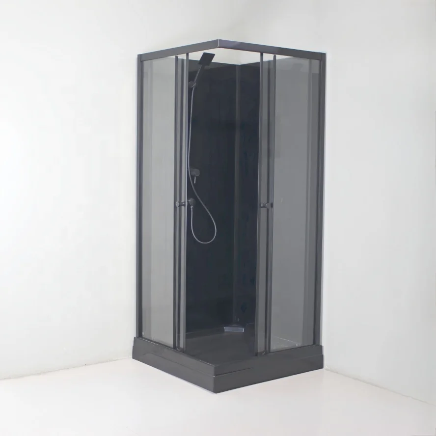 Oumeiga Modern Aluminum Frame Shower Cabin 90*90*225cm Square Corner Rectangle Appearance Sliding Glass Door ABS Bathroom