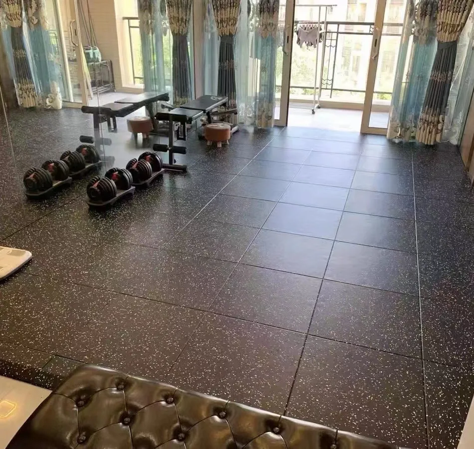 Rubber gym flooring non-slip fireproof interlocking rubber mat supplier
