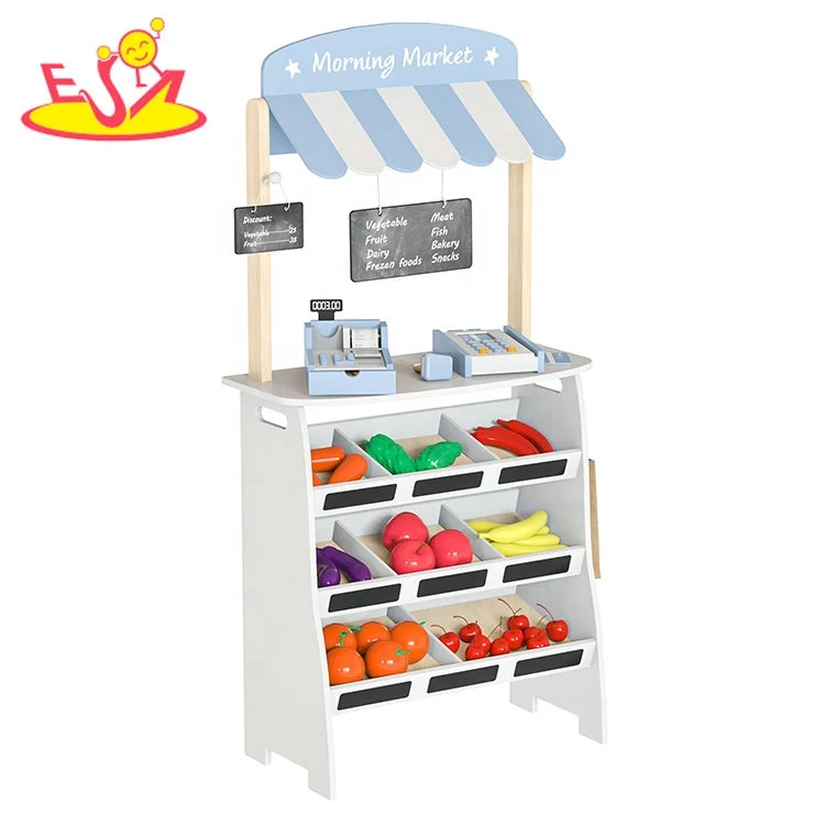 New Design Shopping Game Pretend Play Wooden Supermarket Toys For Kids W10A199