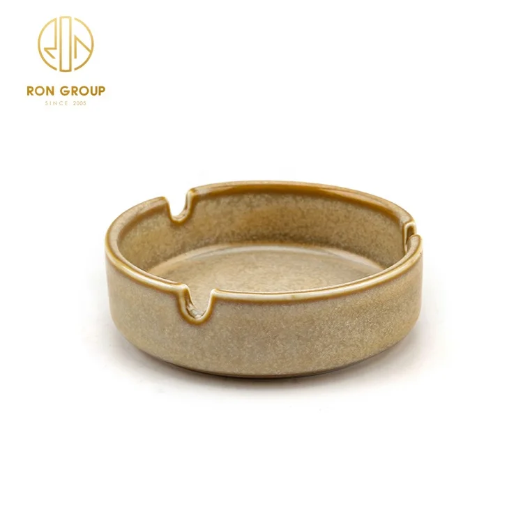 High quality smoking accessories personalized hotel bar office round porcelain cigar ashtray custom logo printed ceramic ashtray