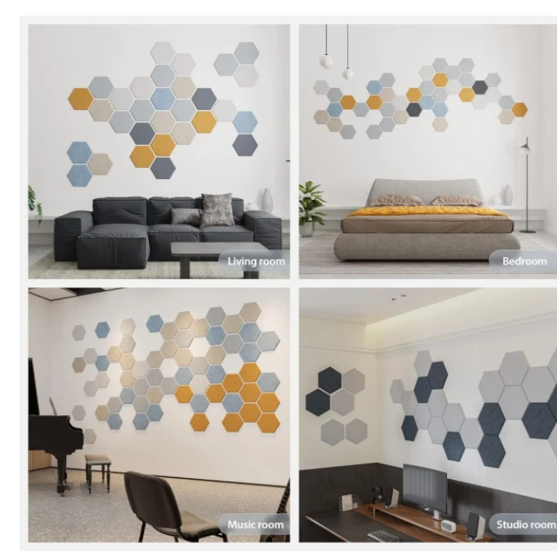 Dark Blue High Density Sound Proof Foam Acoustic Panels Self-Adhesive Hexagon Panels Home Office Studio More Sound Recording