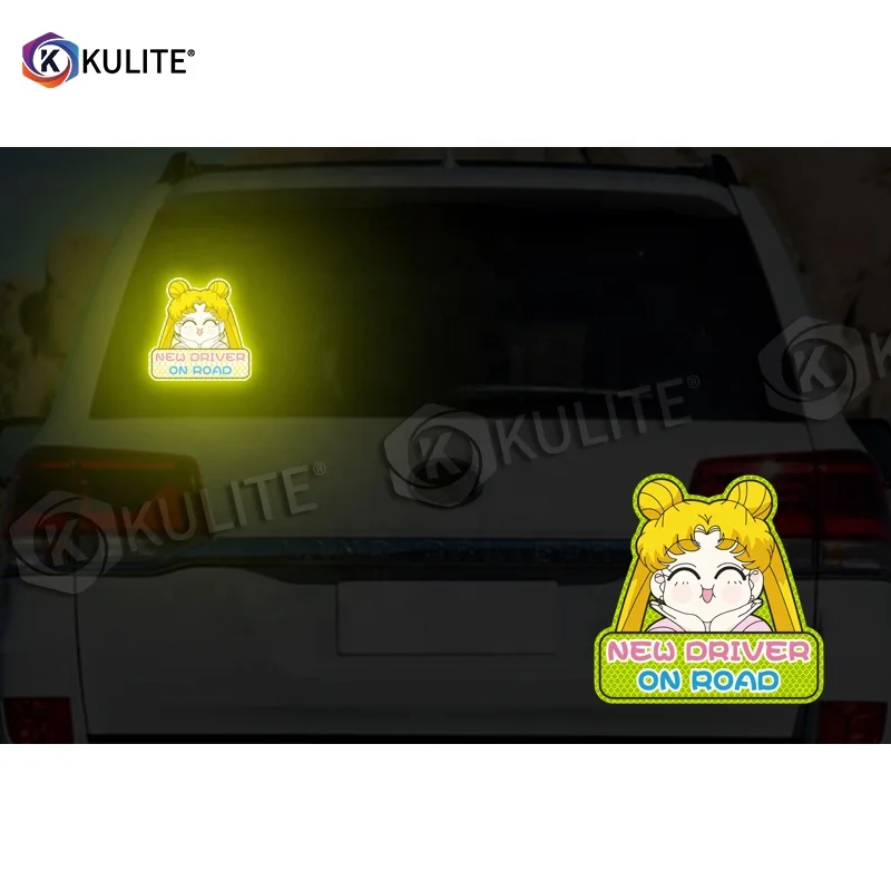 Funny New Driver Sailor Moon safety signal Reflective car sticker