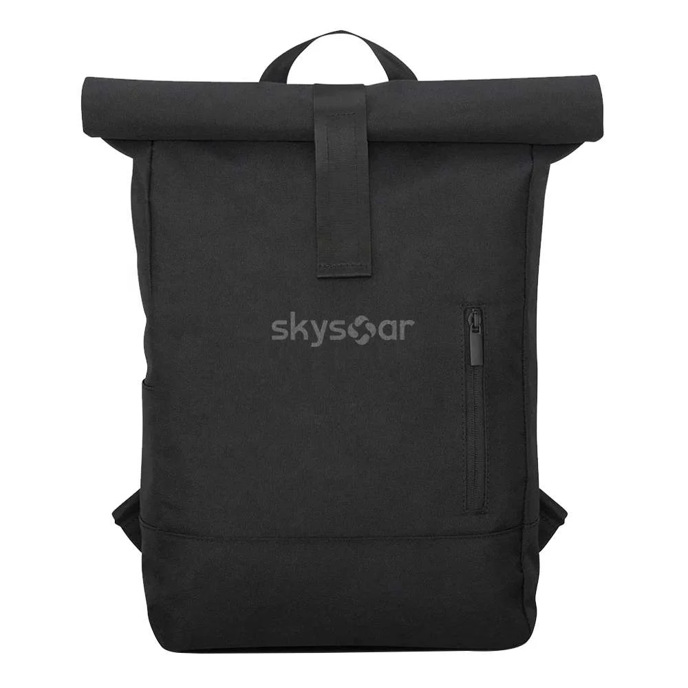 Manufacturer Urban Custom RPET Black Business Rucksack Waterproof Roll Top Casual Daypack Laptop Bag Backpack For Women & Men