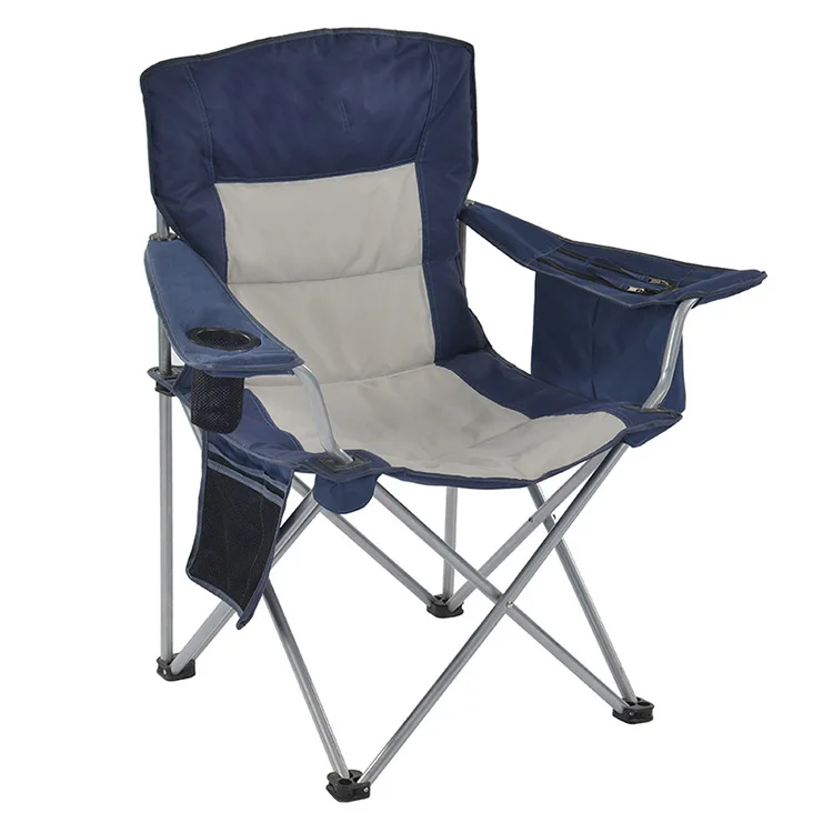 Oem Camping Chair Oversized Lawn Chairs Folding Padded Quad Arm Chair with cooler bag