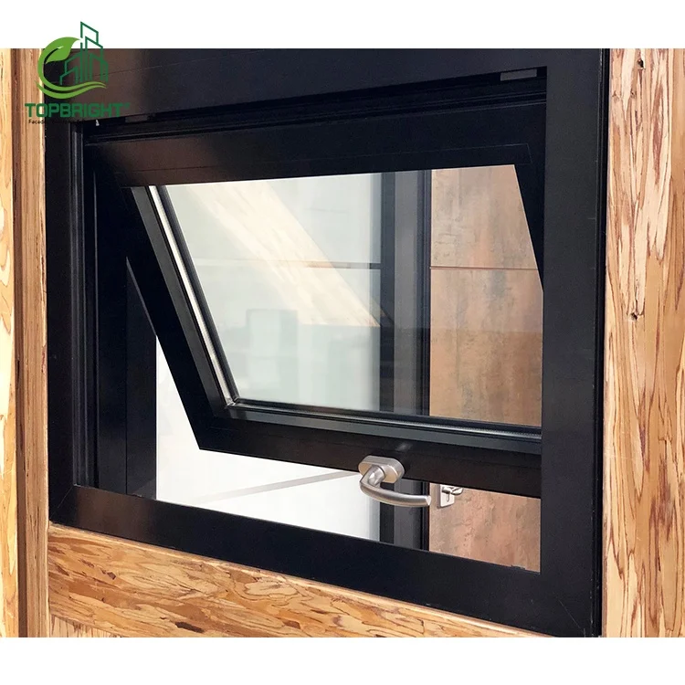 Top-hung sun protect window privacy double glazed aluminum awning windows with screen