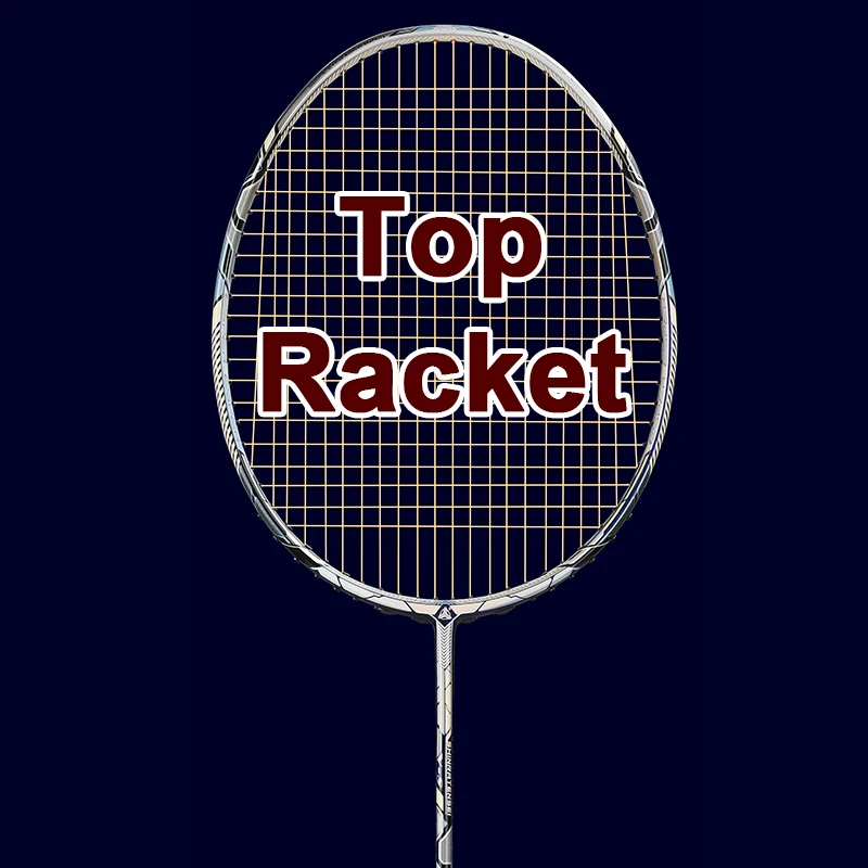 Top Badminton Racket Professional 3U Lightweight Carbon Fiber Racquet Graphiter Fiber Offensive Up to 38LBS  For Tournament