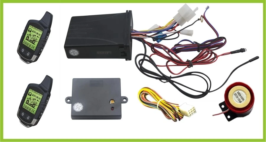 security arm disarm remote engine start stop alarm motorcycle 2 way LCD remote controllers