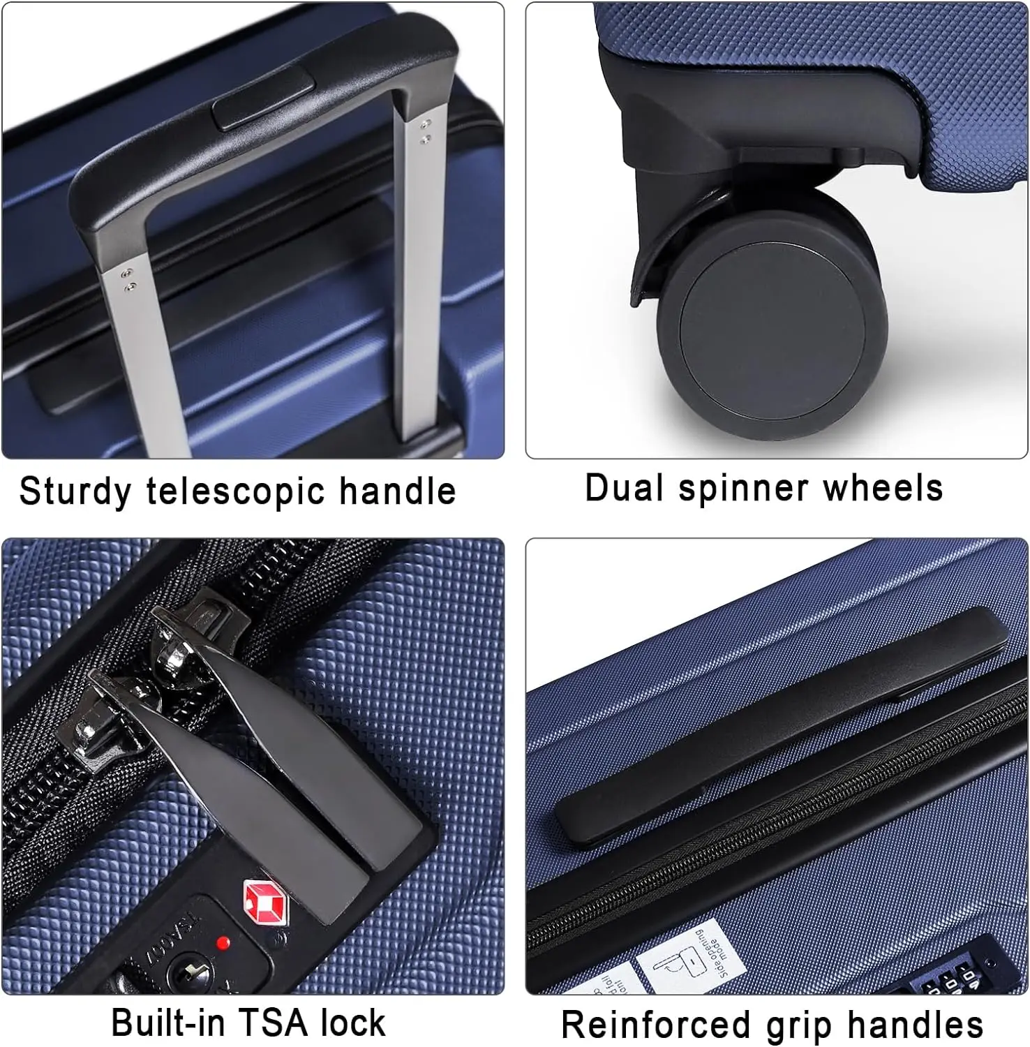 ABS New Material Luggage sets- 20 Inch Boarding Box with TSA Customs Lock,front-opening samsonit sets Pull Bar,Travel Bag Set