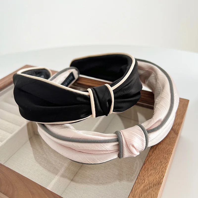 Wholesales Ins Fashion Design Hairband High Quality Custom Fabric Silk Satin Bow Knot Headband