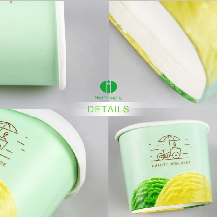 disposable custom design Square shape paper  Ice Cream Cup