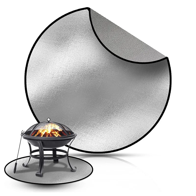Customized Round BBQ Grill Accessories 35 Inch Fireproof Mat Carpet Fire Pit Ember for