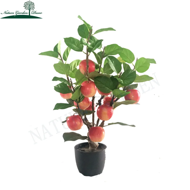 Mini Fake Apple Tree Home Kitchen Countertop Display Artificial Apple Tree Plant