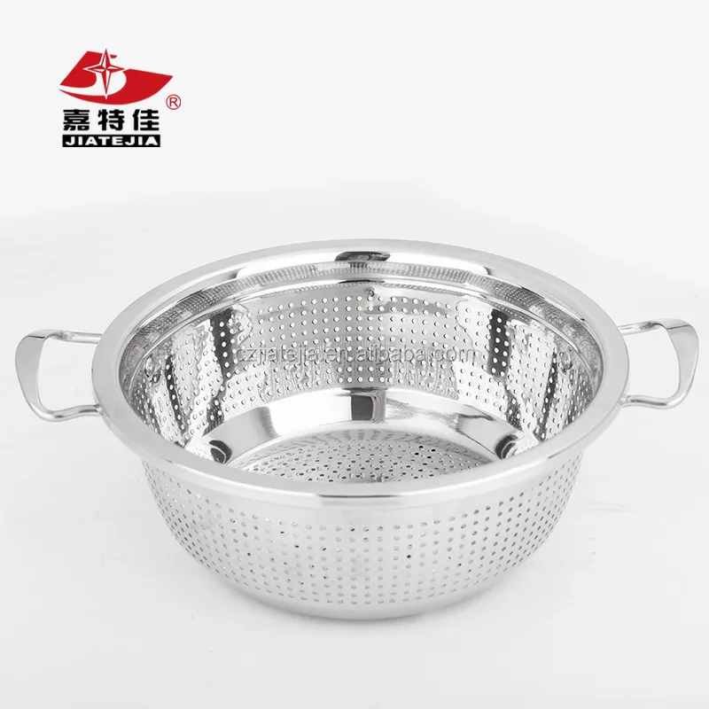 Stainless steel kitchenware steel rice/sink colander with legs