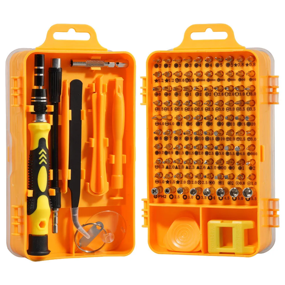 
Wholesale Watch Mobile Phone Disassemble Repair Tool Chrome Vanadium Steel 115 In 1 Black/Blue/Yellow Screwdriver Set 