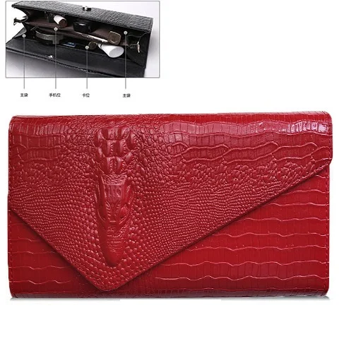 Luxury fashion designers alligator pattern leather women clutch bags purses