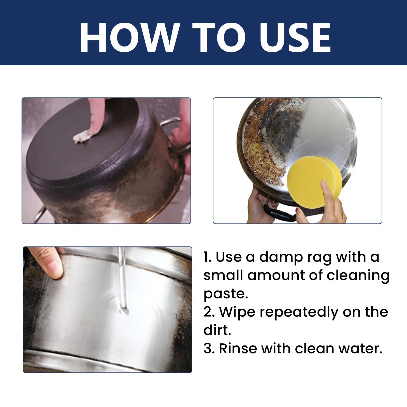 Stainless steel cleaning paste Kitchen utensils POTS and pans clean with heavy oil and rust