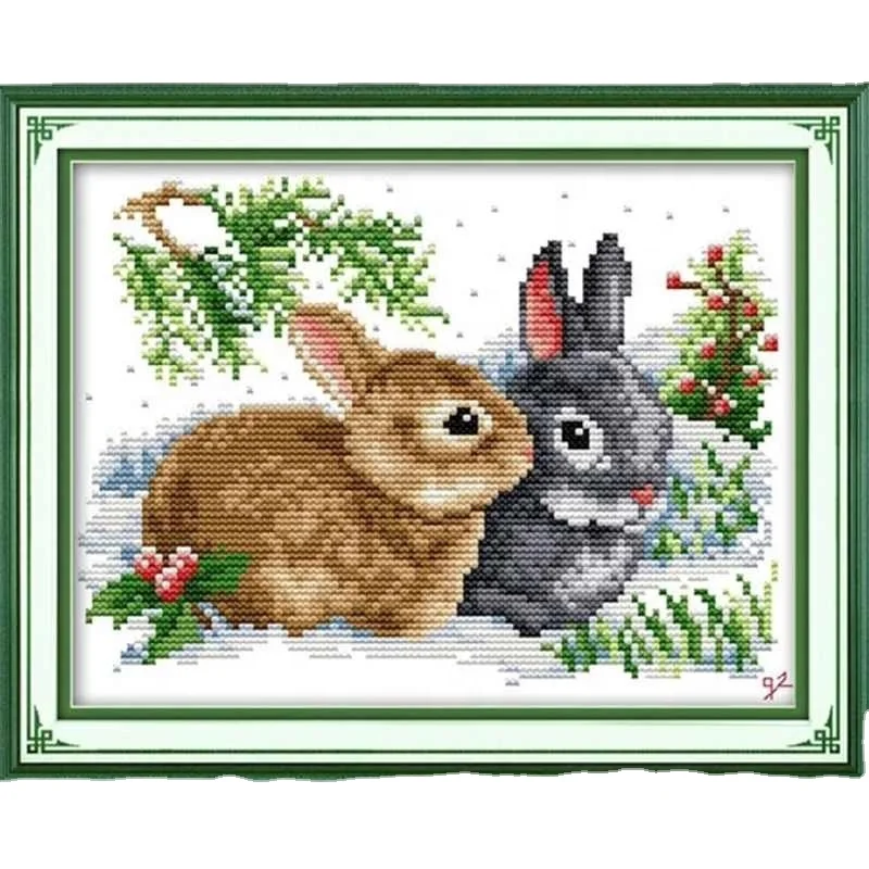 Cross-stitch Kits Embroidery Home Decor New Cross Stitch Lucky Rabbits Handmade 11CT 14CT Cross Stitch Set Chinese Cotton