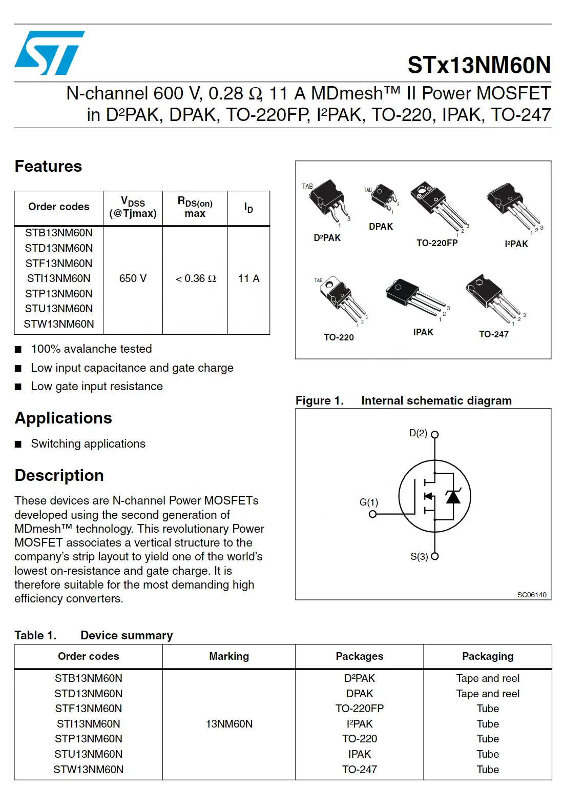 E-TAG STF13NM60N MOSFET N-CH 600V 11A TO220FP Integrated circuit Electronic components IC STF13NM60N STFI13NM60N