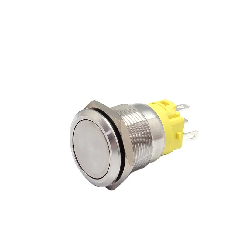 19mm Metal Push Button Switch IP67 Waterproof  press button Momentary 1NO 1NC High/Flat Round Momentary