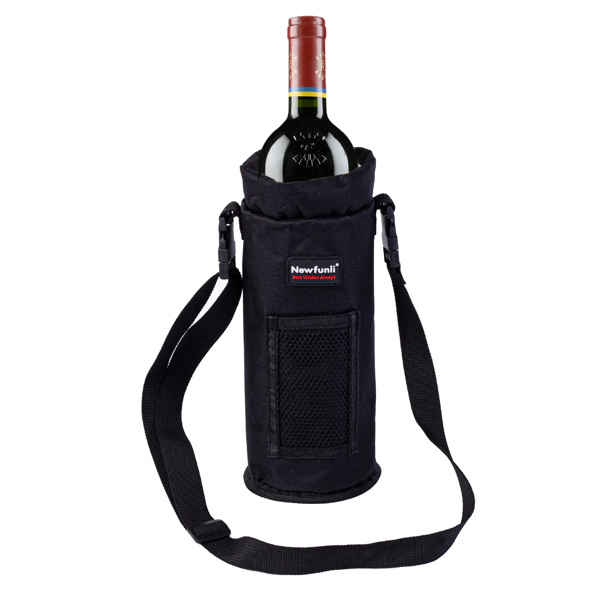 Custom Portable Single Bottle Wine Golf  Cooler Bag with Shoulder Strap Insulated Padded Thermal Wine Carrier Bag for One Bott