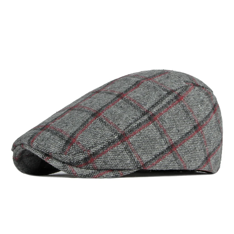 Factory wholesale cheap plaid british mens beret acrylic ivy hat custom (1600472020317)