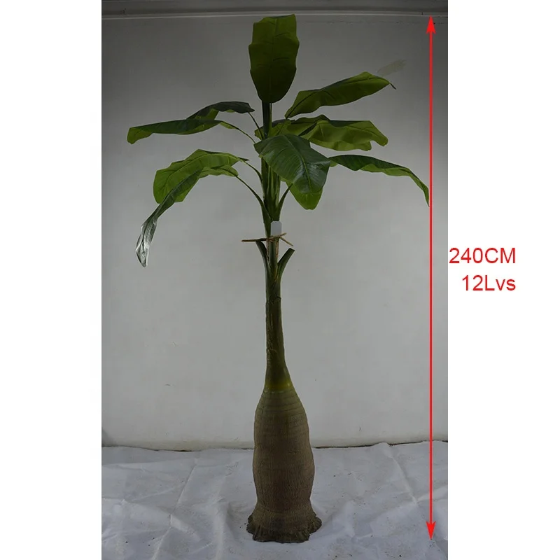 240CM Height Indoor Artificial Plants Banana Decorative Tree, Fiberglass Artificial Bottle Banana Tree For Sale