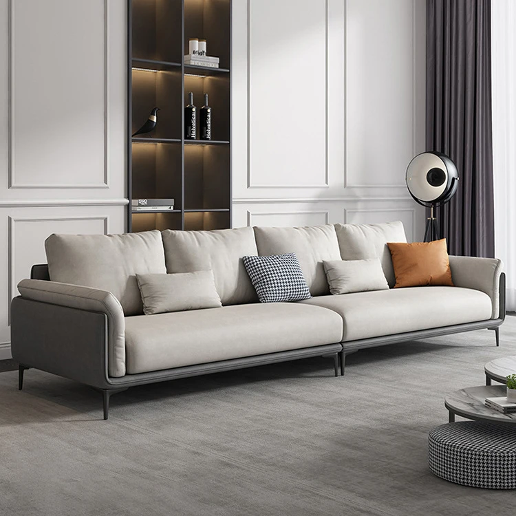 Foshan furniture 4 Seaters European leather living room sofas