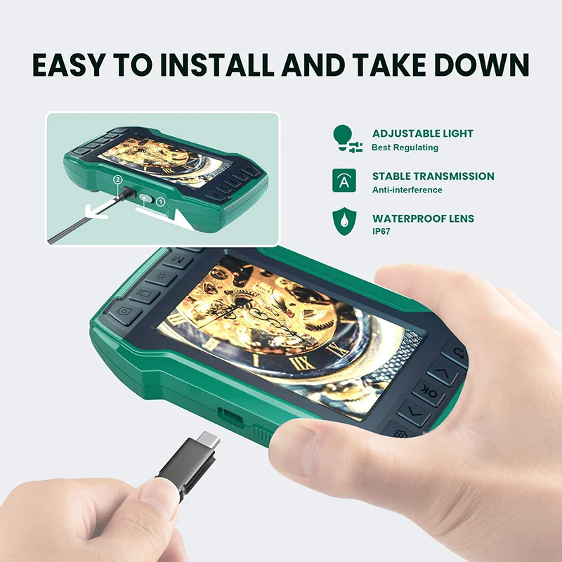 Profession Single Lens Industrial Endoscope Digital 4.5 'LCD Snake Camera 1080P HD IP67 Waterproof Inspection Camera 8 LED 1m