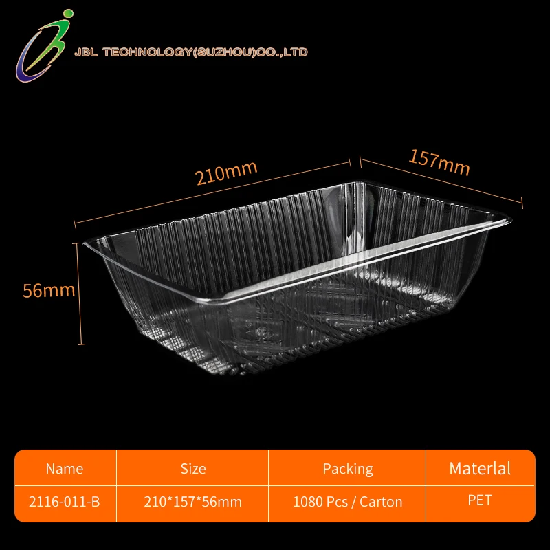 Customized Disposable RPET Plastic Packaging Tray For Fruit Farm Supermarket Blister Plastic Vegetable Packaging Container