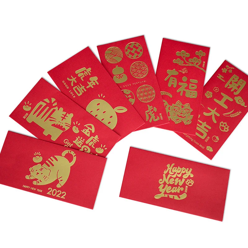 Wholesale Customize Chinese New Year Hong Pao Luxury 2022 Red Cute Good Luck Envelope With Gold Hot Stamping Logo (1600334352154)