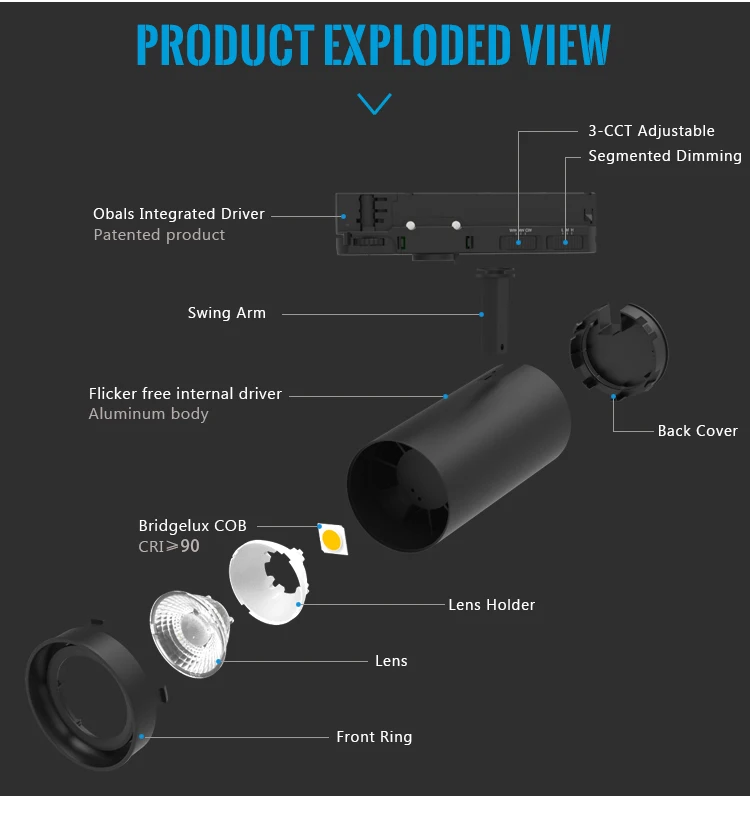 Competitive price aluminum retail cob adjustable movable track lighting supermarket ceiling mounted cob led track light