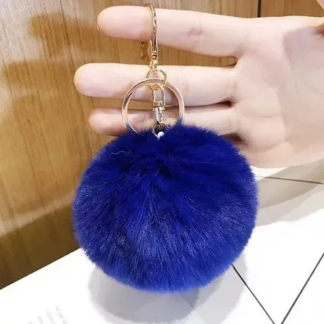 8cm Bag Pendant Charms Chain Faux Fox Rabbit Fake Fur Fluffy Keyring Pompom Keychain