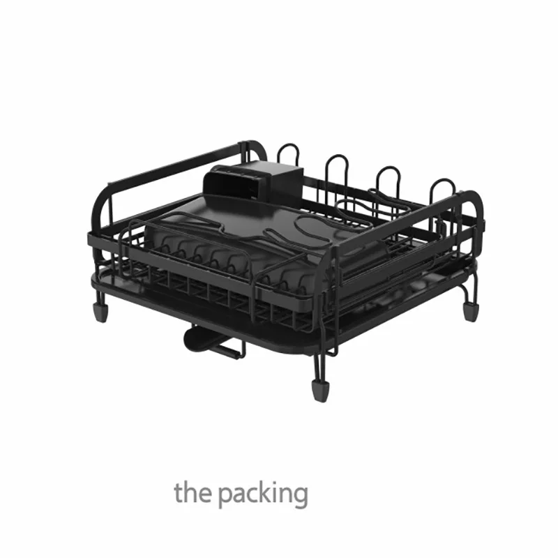 WIREKING 2 tier Dish Drying Rack Multifunctional Dish Rack Rustproof Kitchen Dish Drying Rack with Drainboard & Utensil Holder,