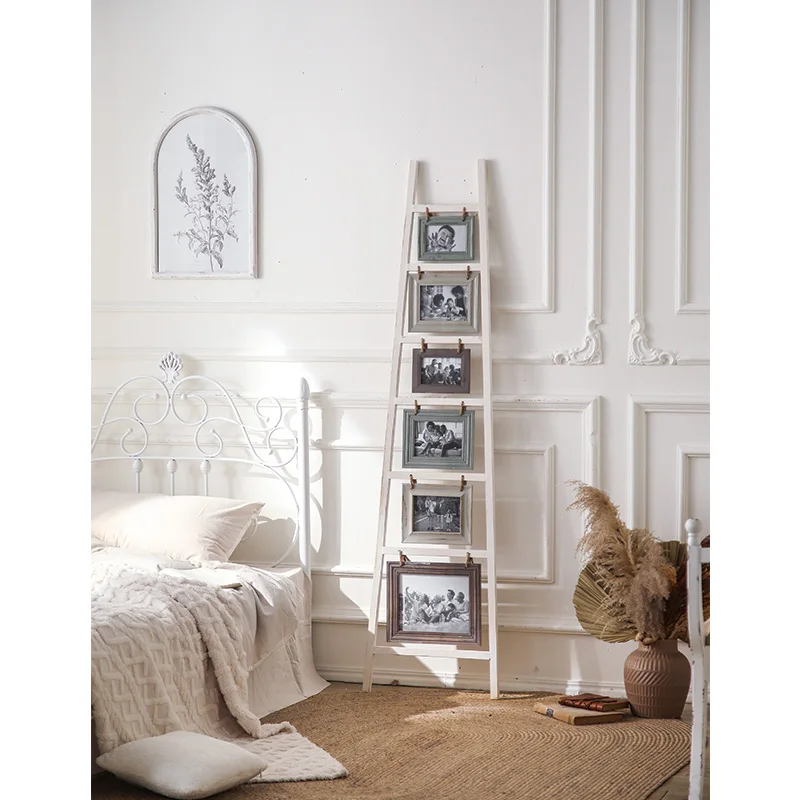 Nordic Art Deco Wood Display Rack Oil Painting Stand with Photo Frame Floor Poster Bracket for Wedding