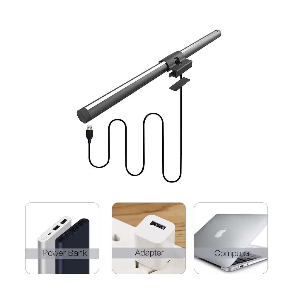 USB Rechargeable LED Office Light Modern Laptop Computer Screen Monitor Hanging Lamp with Touch Power Generation for Room Use