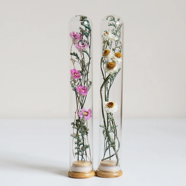 Amazon hot sale dry decorative flowers natural wholesale wishing gift dried flower glass bottle